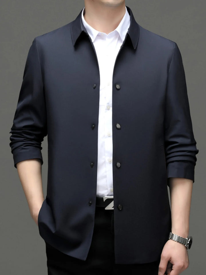 Men's Plus Size Button Up Long Sleeve Jacket