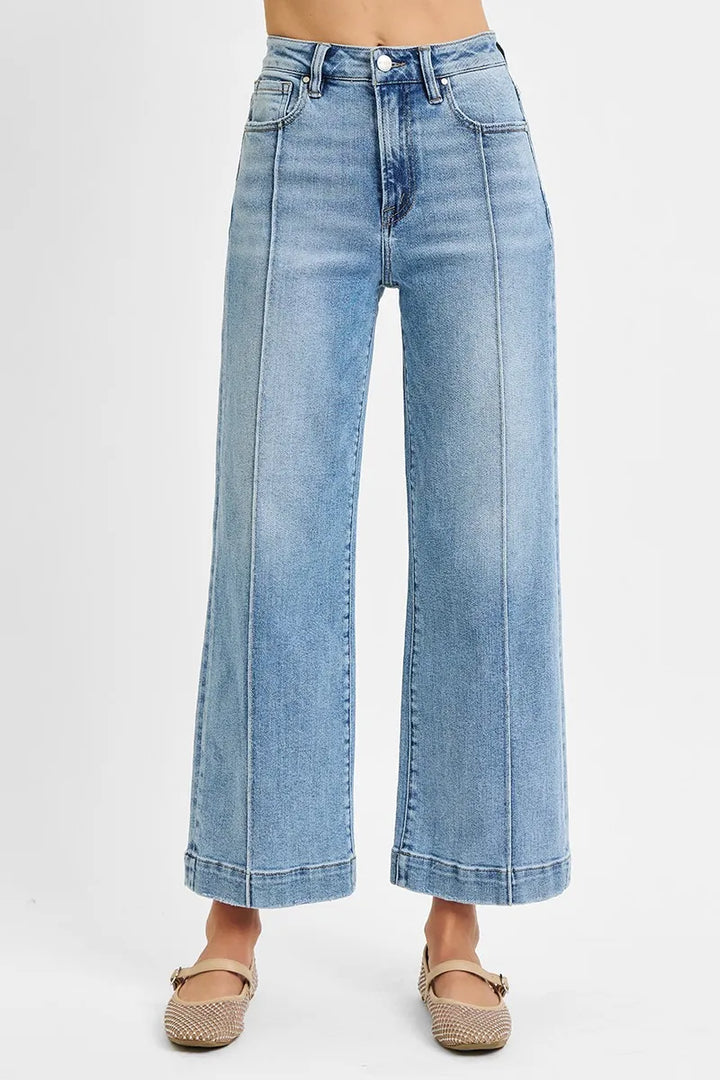 RISEN Full Size High Rise Crop Wide Leg Jeans Plus Size
