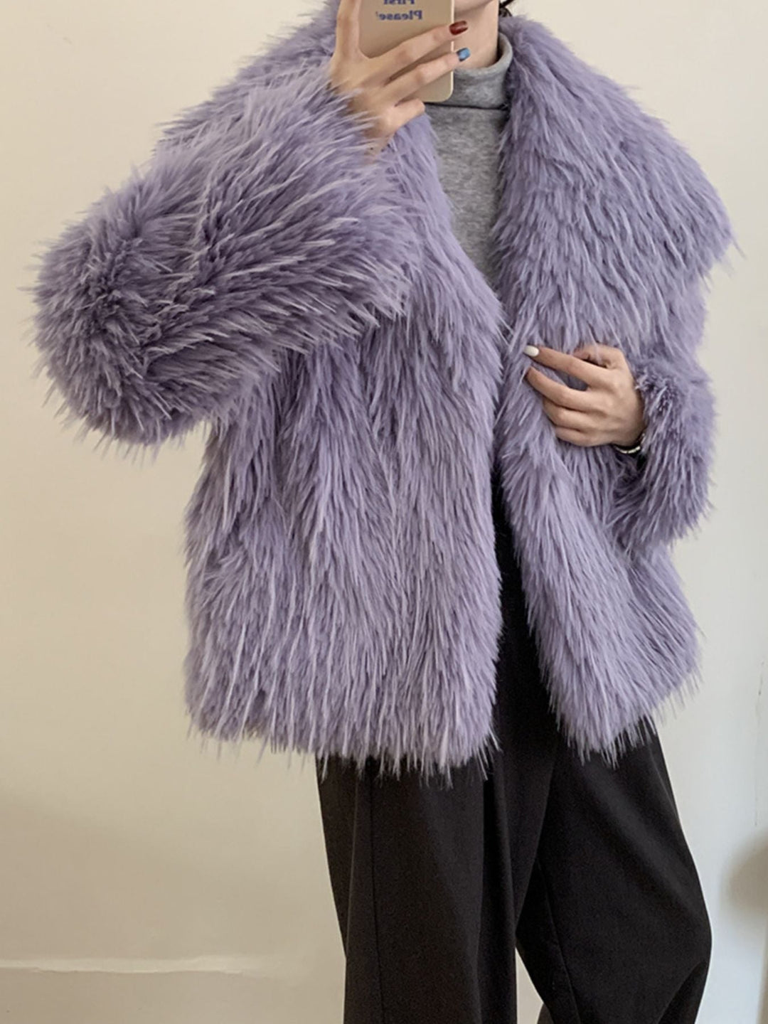 Faux Fur Open Front Outerwear