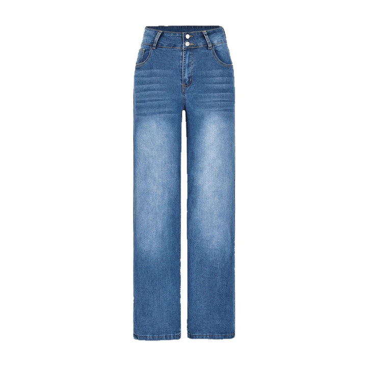Womens Casual Straight-leg Denim Wide-leg Pants