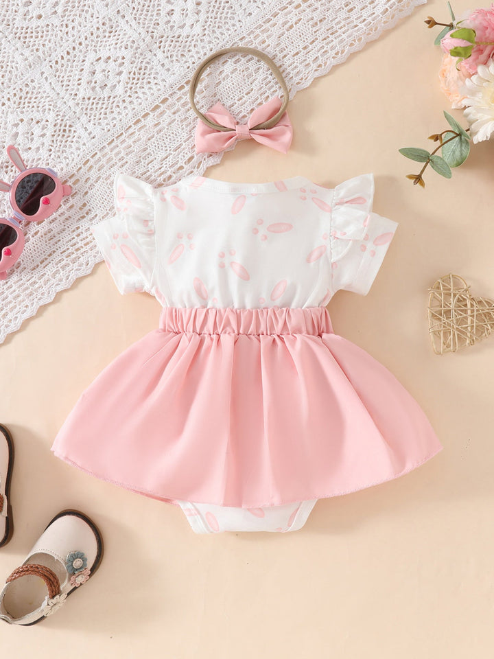 Children's Bunny Applique Dress & Headband Set