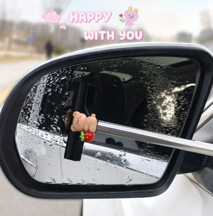 Car Rearview Mirror Wiper Retractable Portable Rainy Cleaning Supplies Rearview Mirror Water Remover Glass Rain Cleaning Tool