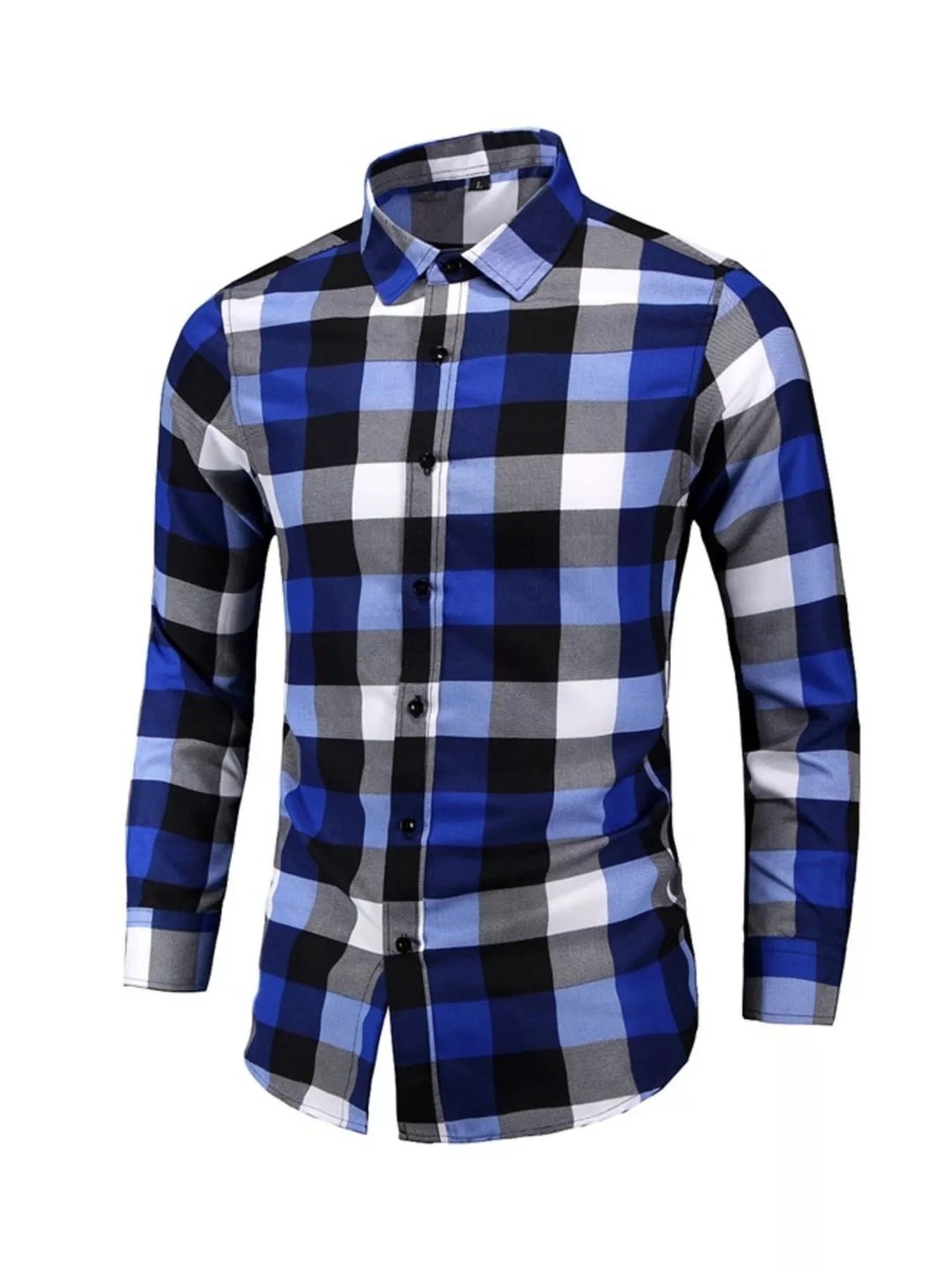 Men's Plus Size Plaid Long Sleeve Shirt