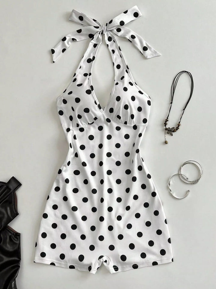 Polka Dot Halter Neck Romper