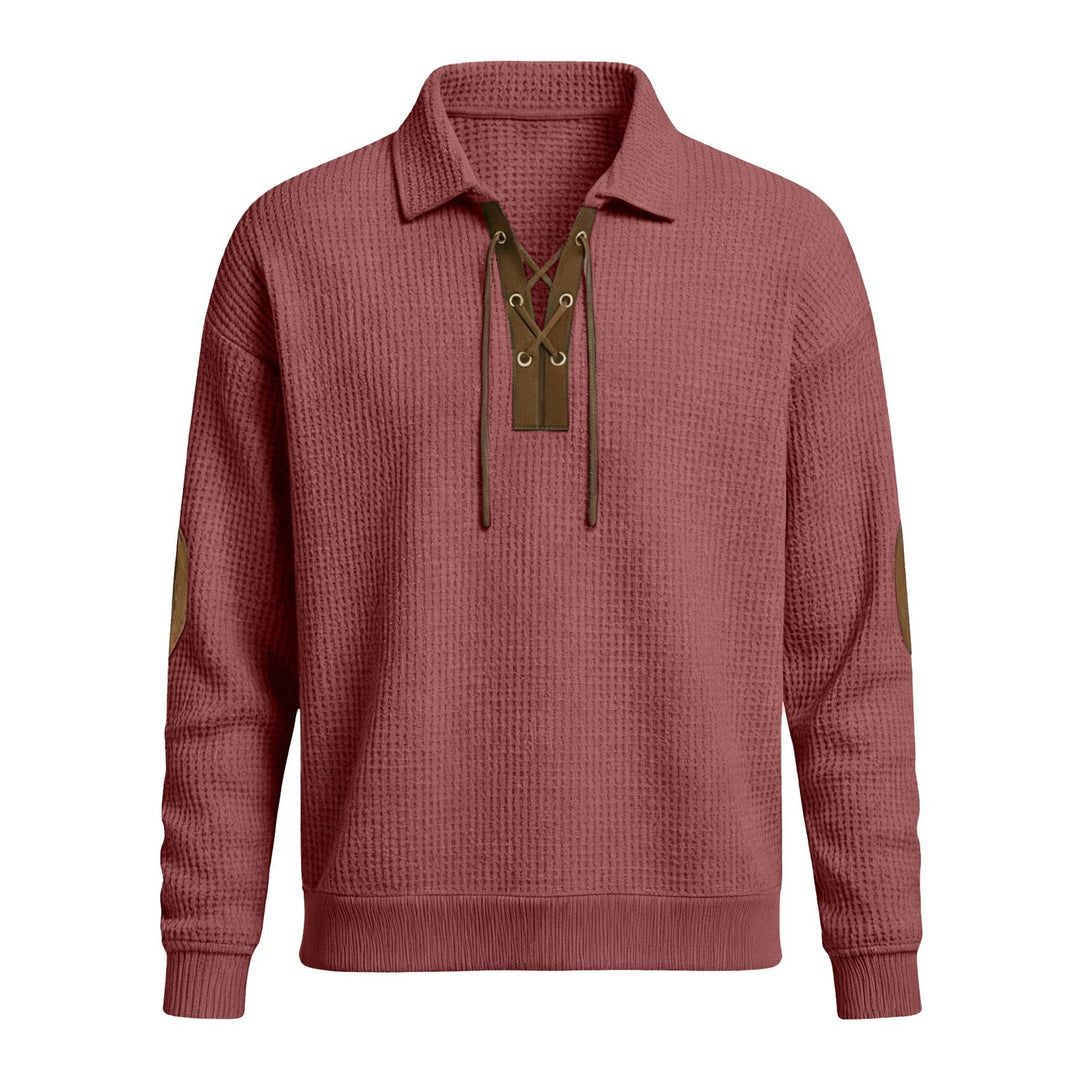 Mens Fashion Solid-Color Long-Sleeve Loose-Fit Sweatshirt