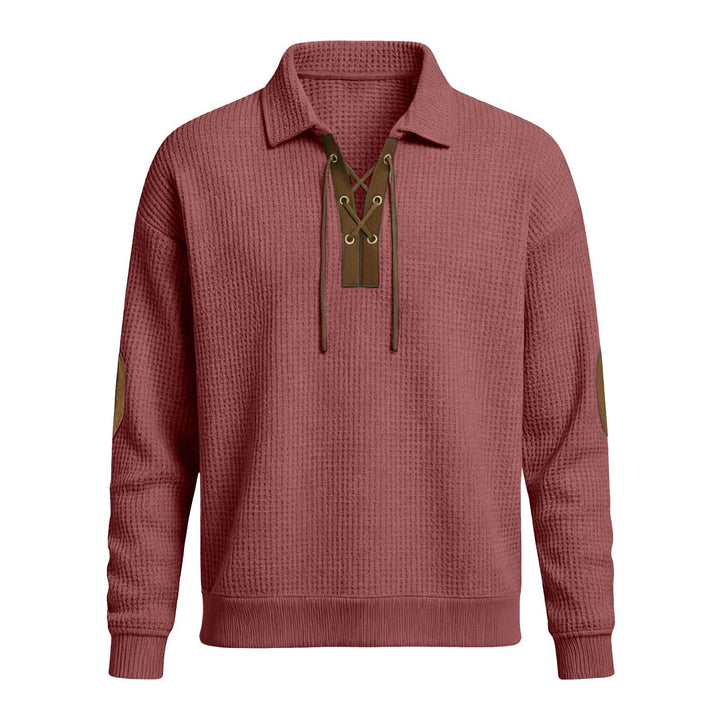 Mens Fashion Solid-Color Long-Sleeve Loose-Fit Sweatshirt