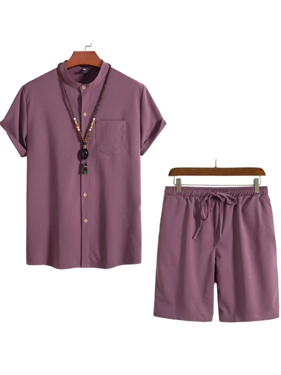 Men's Plus Size Casual Short Sleeve Shirt and Shorts Set