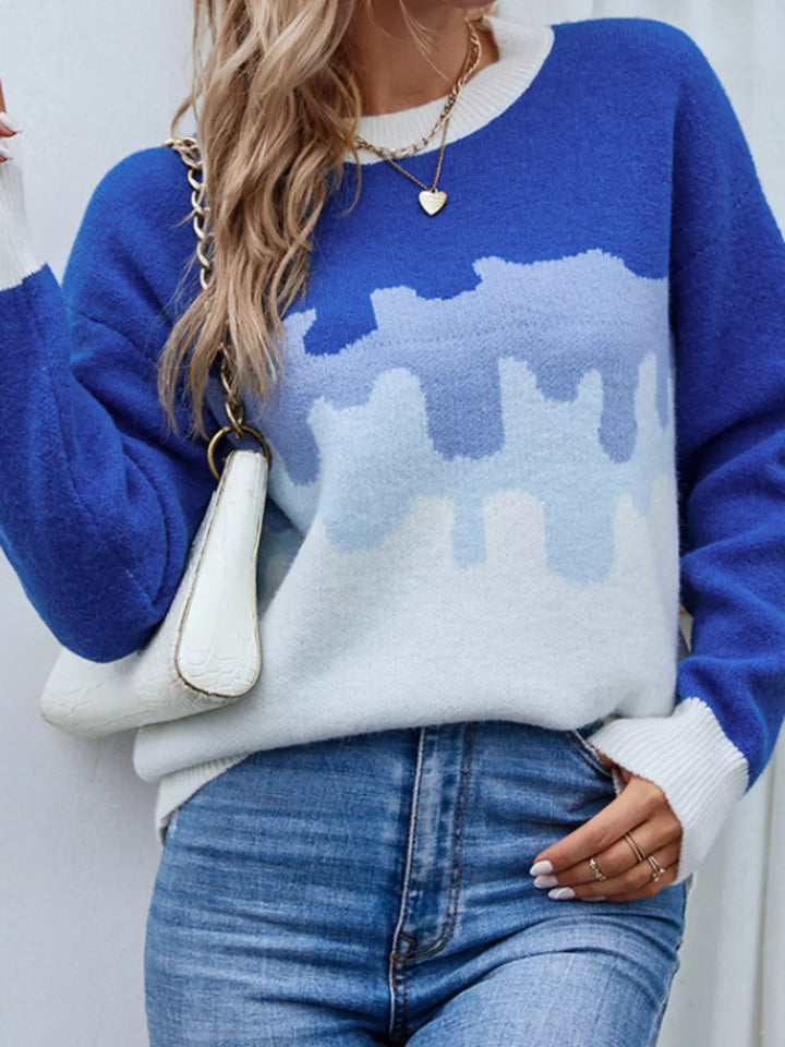 Contrast Round Neck Sweater