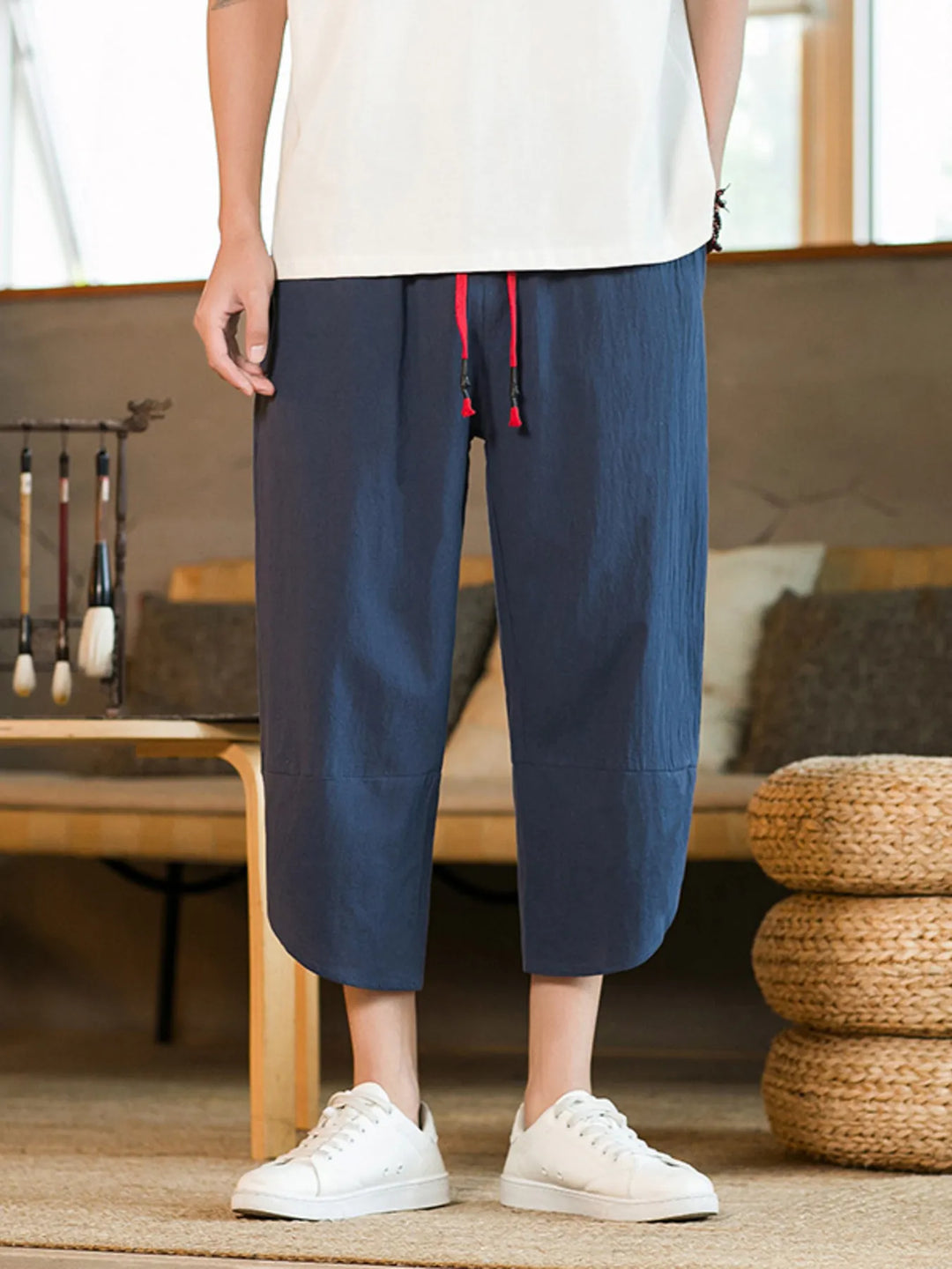 Men's Plus Size Drawstring Wide Leg Pants