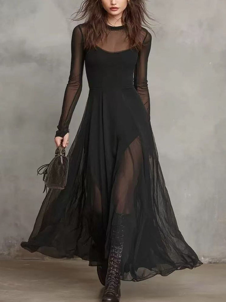 Sheer Mesh Maxi Dress Two-Piece Set