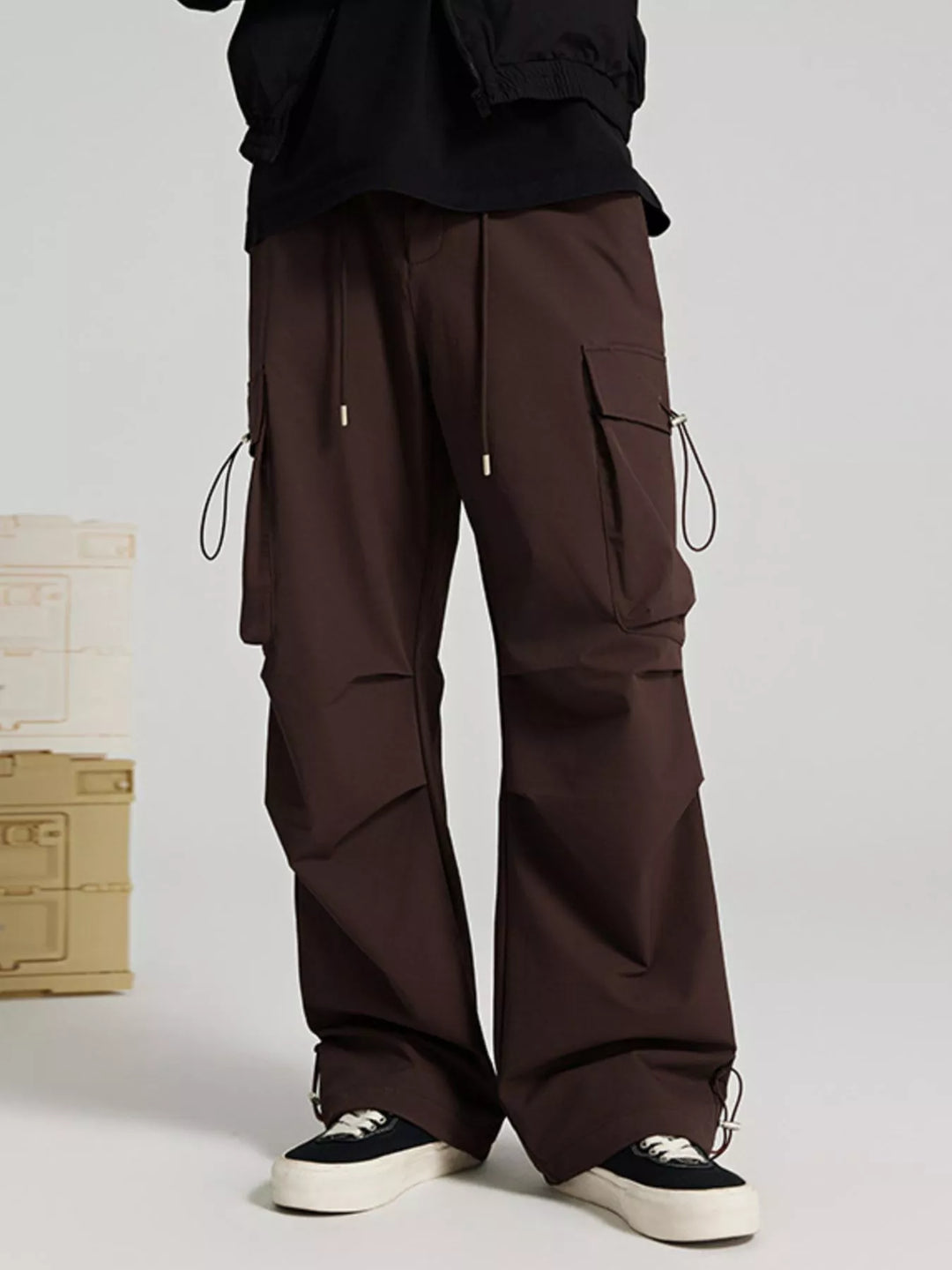 Men's Wide Leg Pants with Cargo Pockets