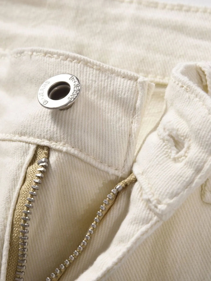 Men's Slim Straight Jeans with Snap Detail