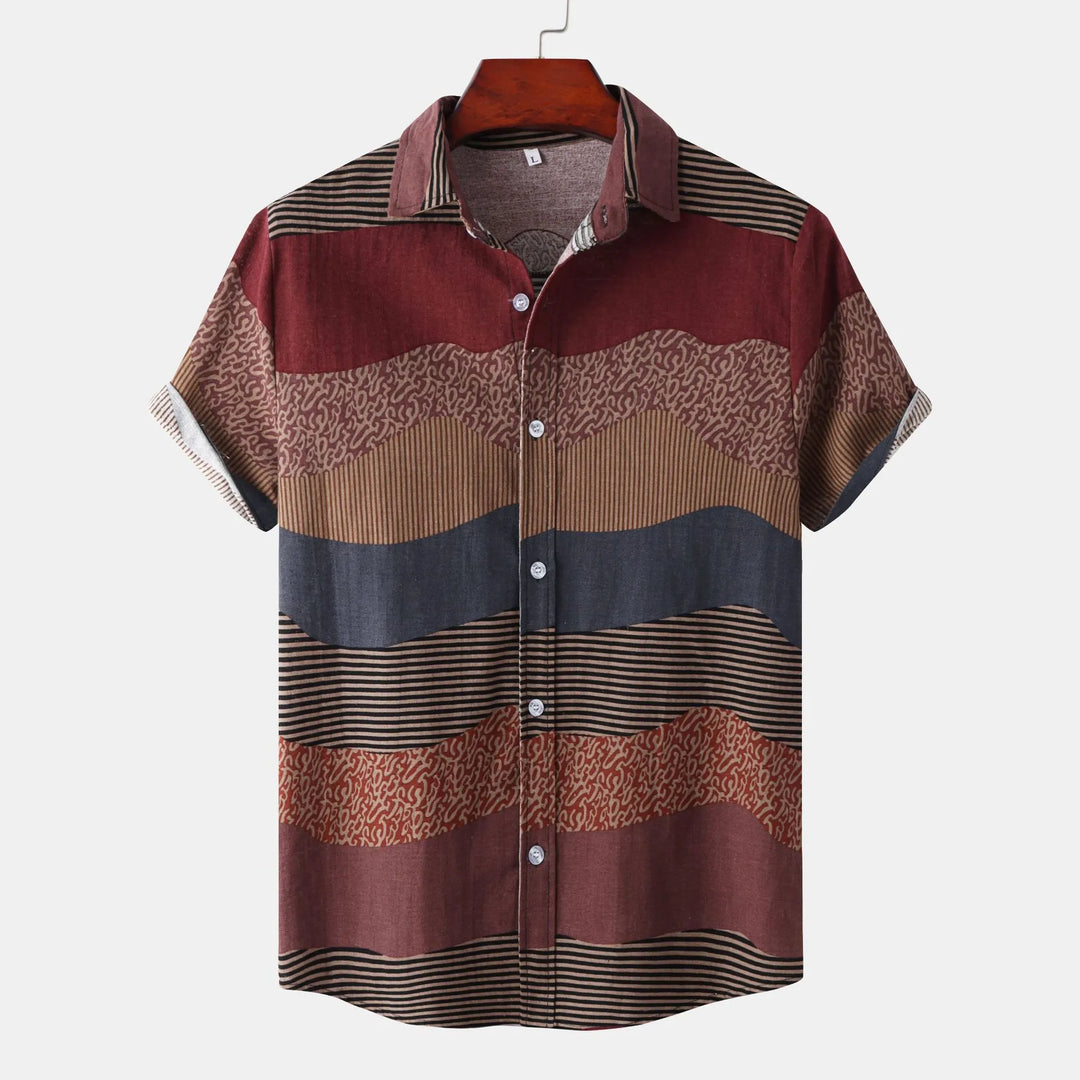 Men's Plus Size Color Block Short Sleeve Casual Shirt