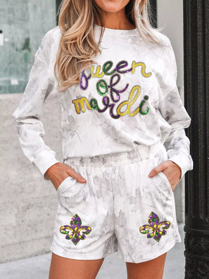 Queen of Mardi Gras Top and Shorts Set