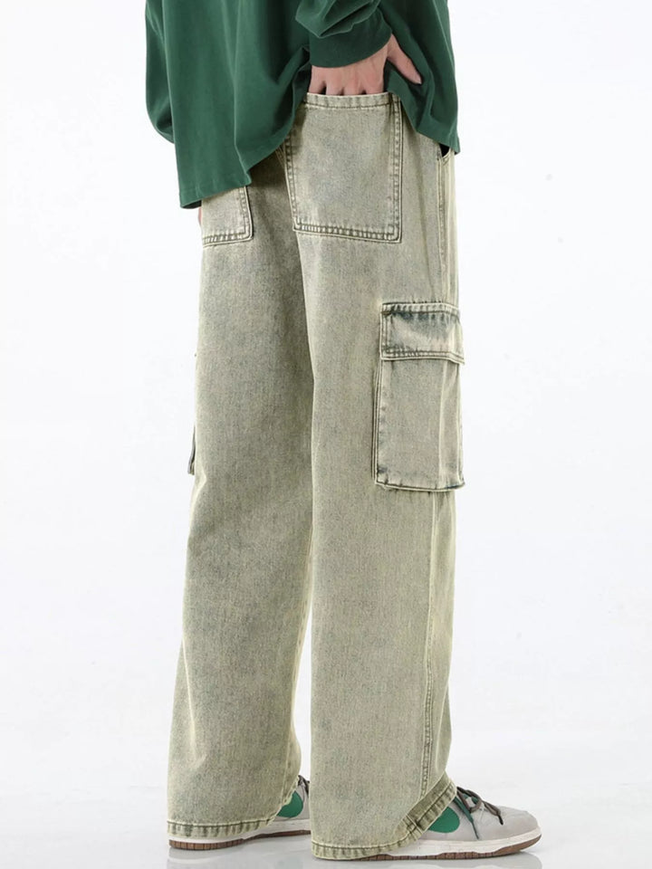 Men's Full Size Wide Leg Cargo Jeans Plus Size