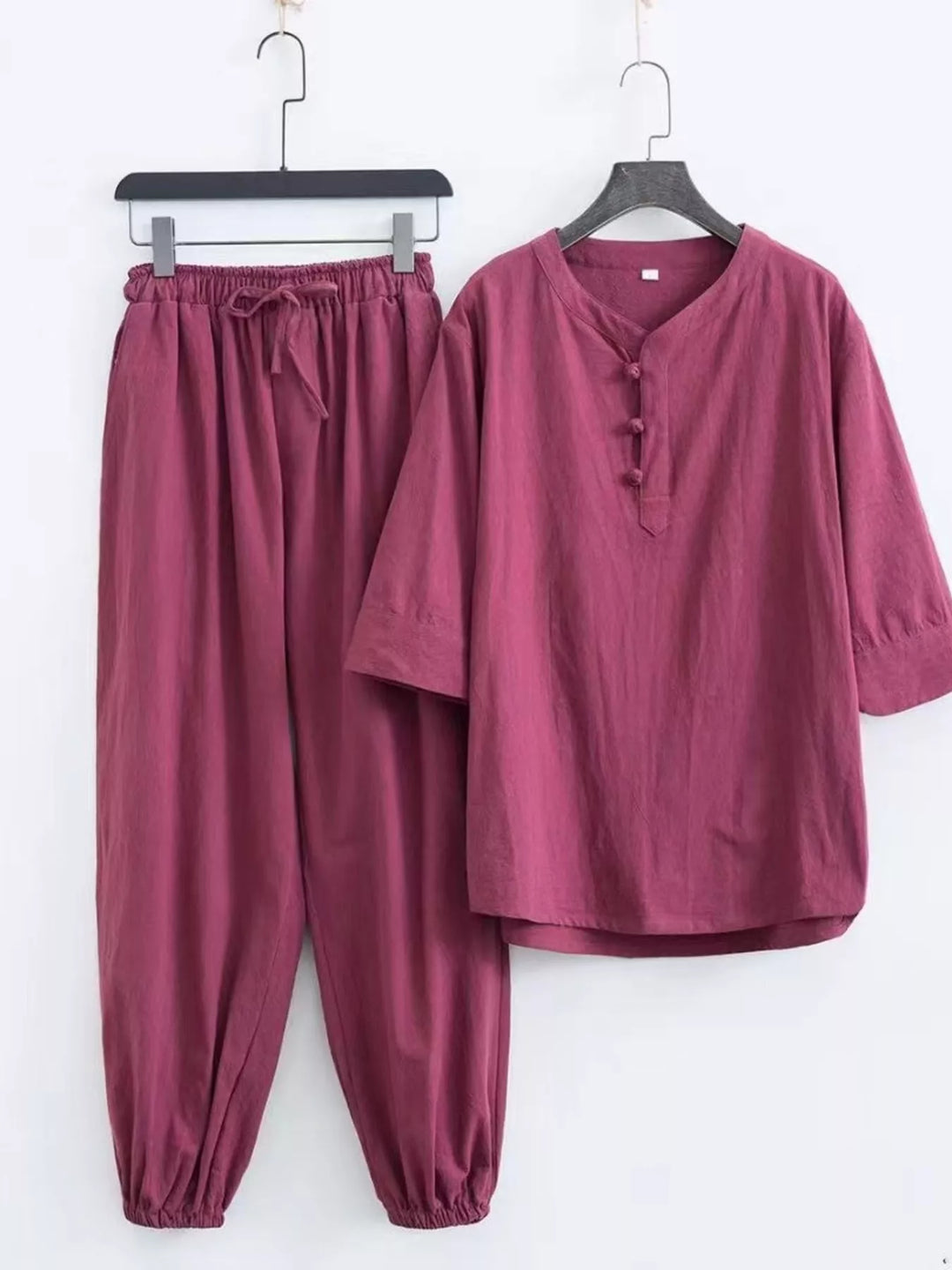 Men's Plus Size Chinese Style Top and Pants Set