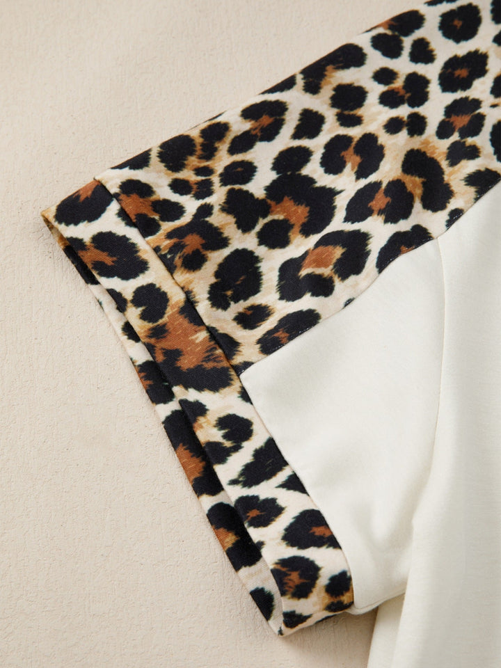 Leopard Print Raglan Sleeve Blouse