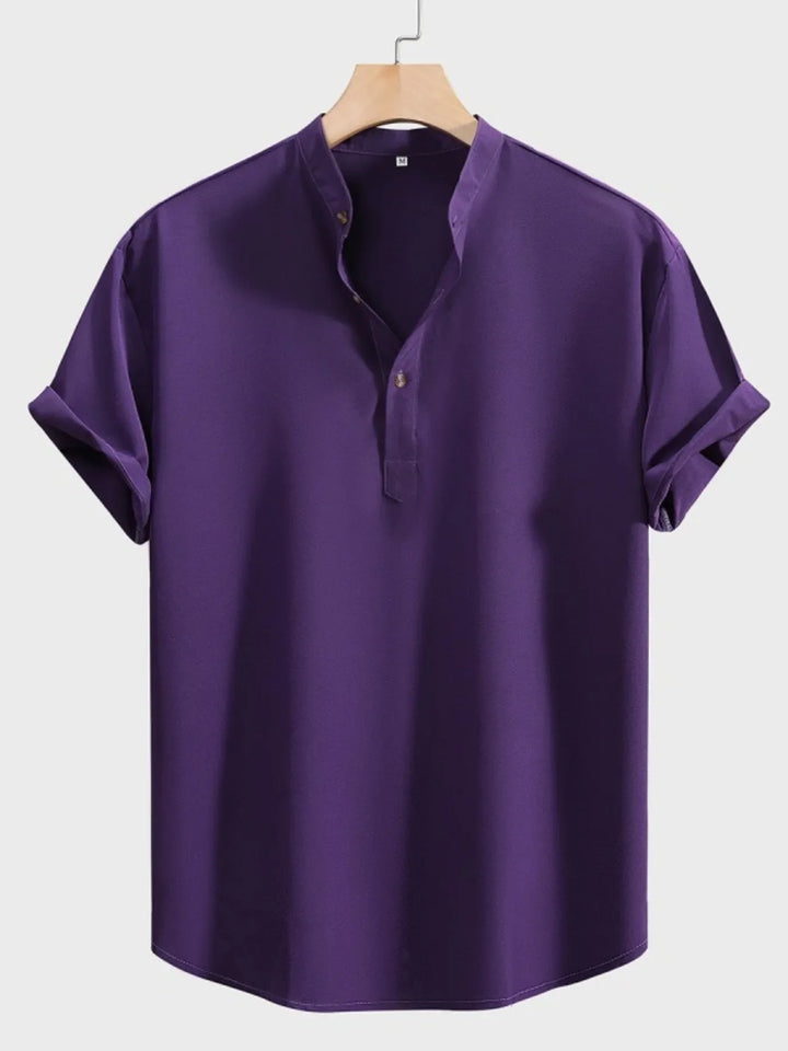 Men's Button Detail Short Sleeve Blouse