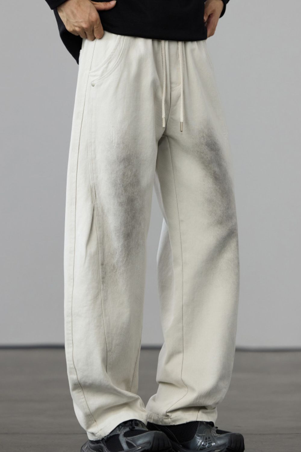 Men's Full Size Wide Leg Drawstring Jeans Plus Size