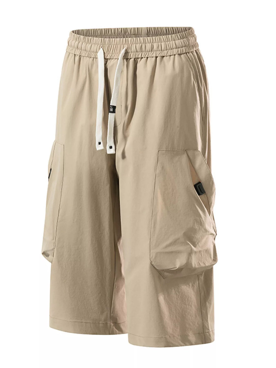 Men's Plus Size Casual Cargo Capris with Drawstring Waist