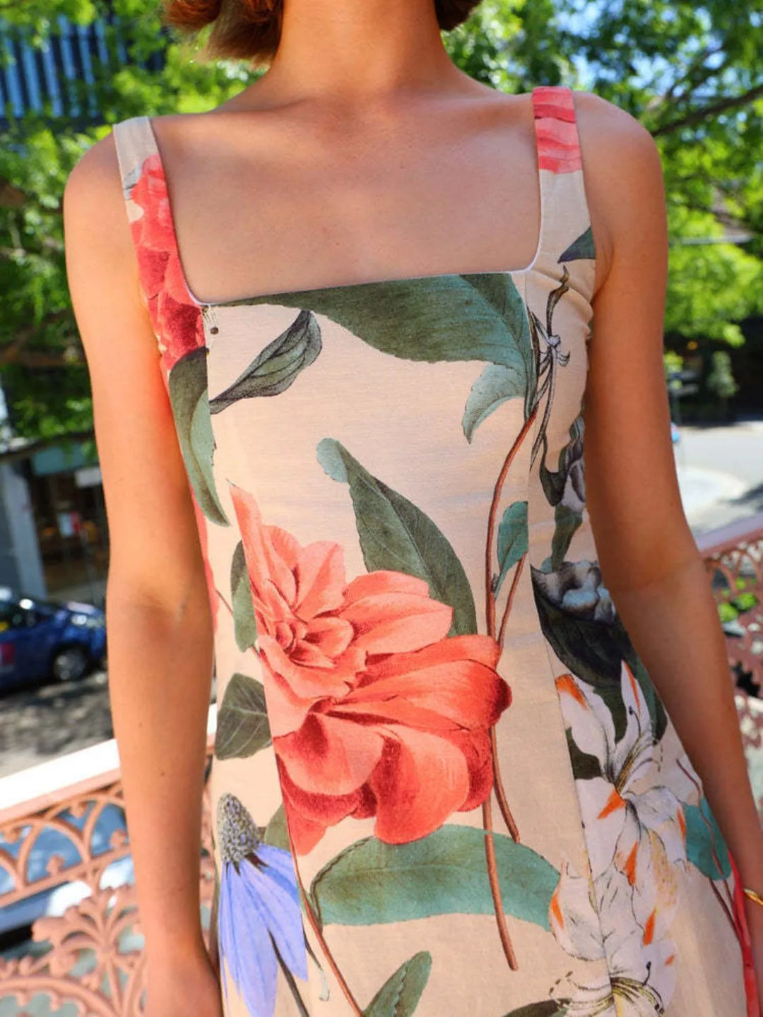 Printed Square Neck Maxi Dress