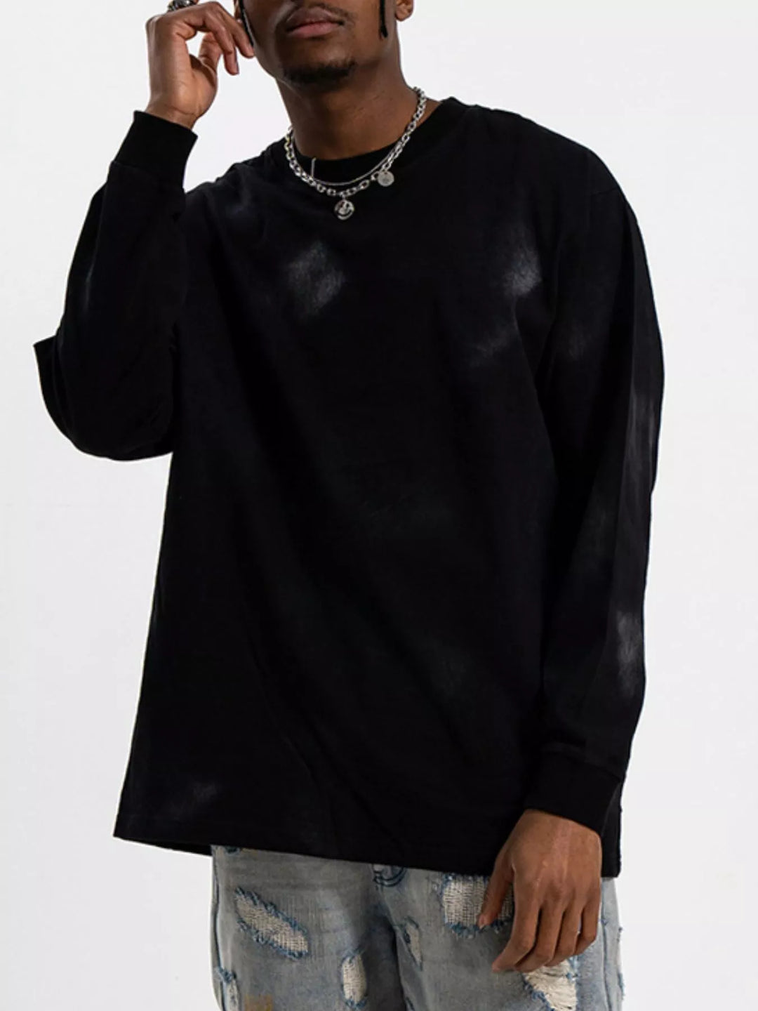 Men's Washed Long Sleeve Cotton T-Shirt