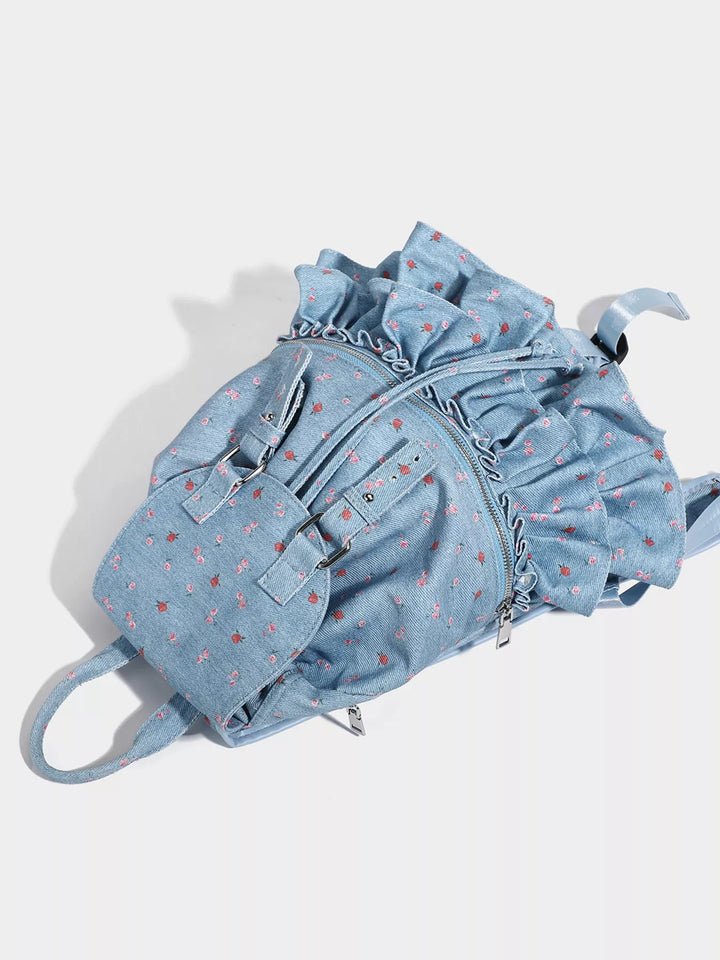 Floral Ruffle Backpack Bag