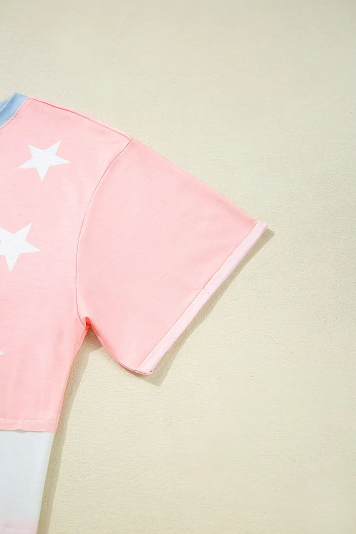 Patriotic Star Color Block T-Shirt