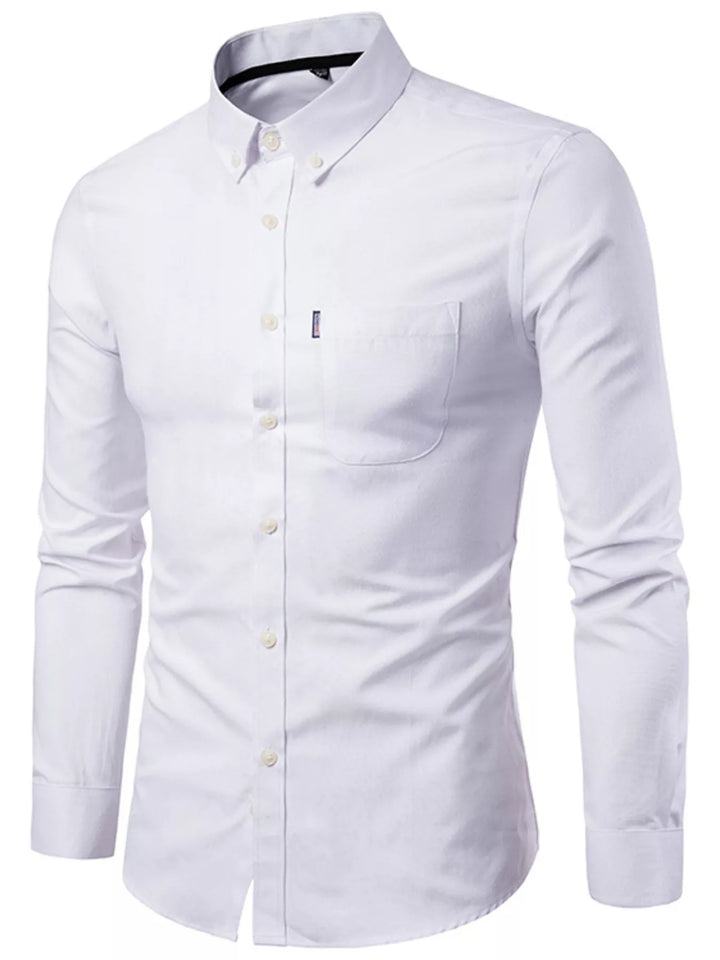 Men's Plus Size Slim Fit Long Sleeve Button-Down Shirt