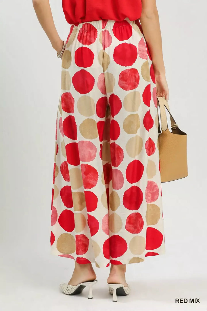 Umgee Dot Print Wide Leg Pants
