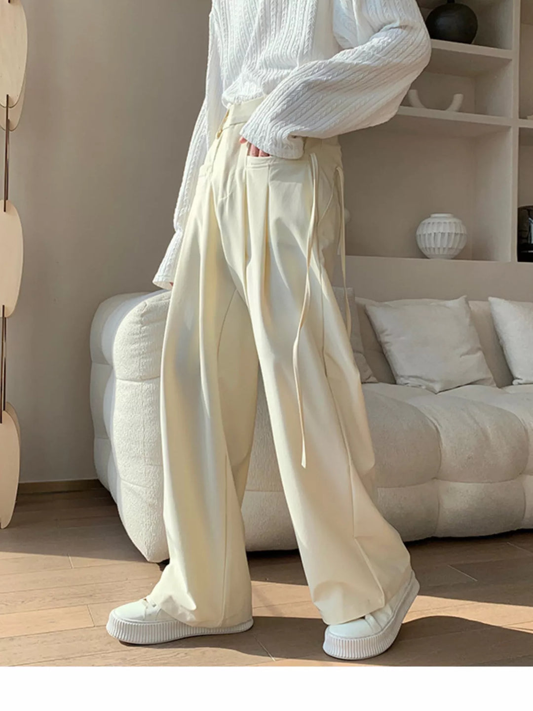 Men's Full Size Wide Leg Pleated Casual Pants Plus Size