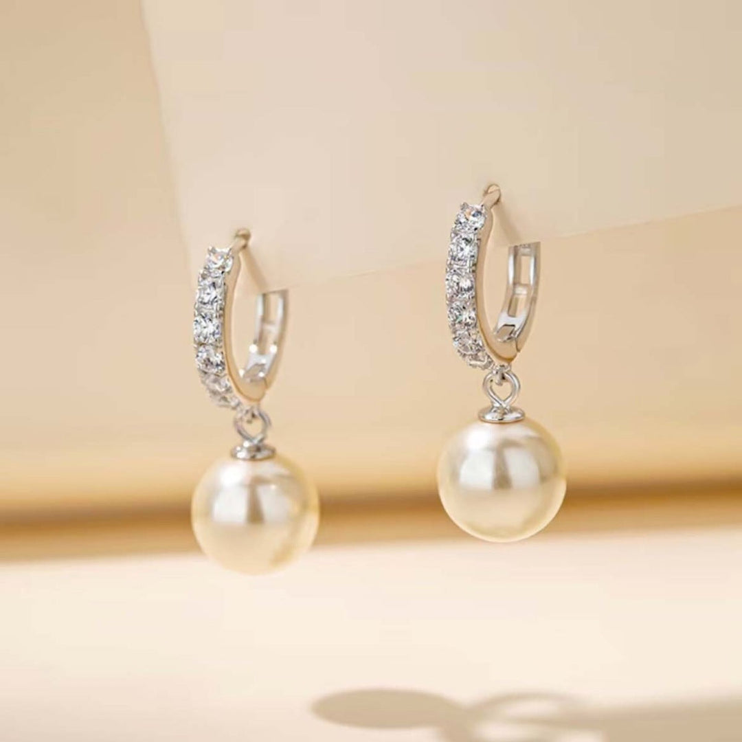 Pearl Drop Hoop Earrings