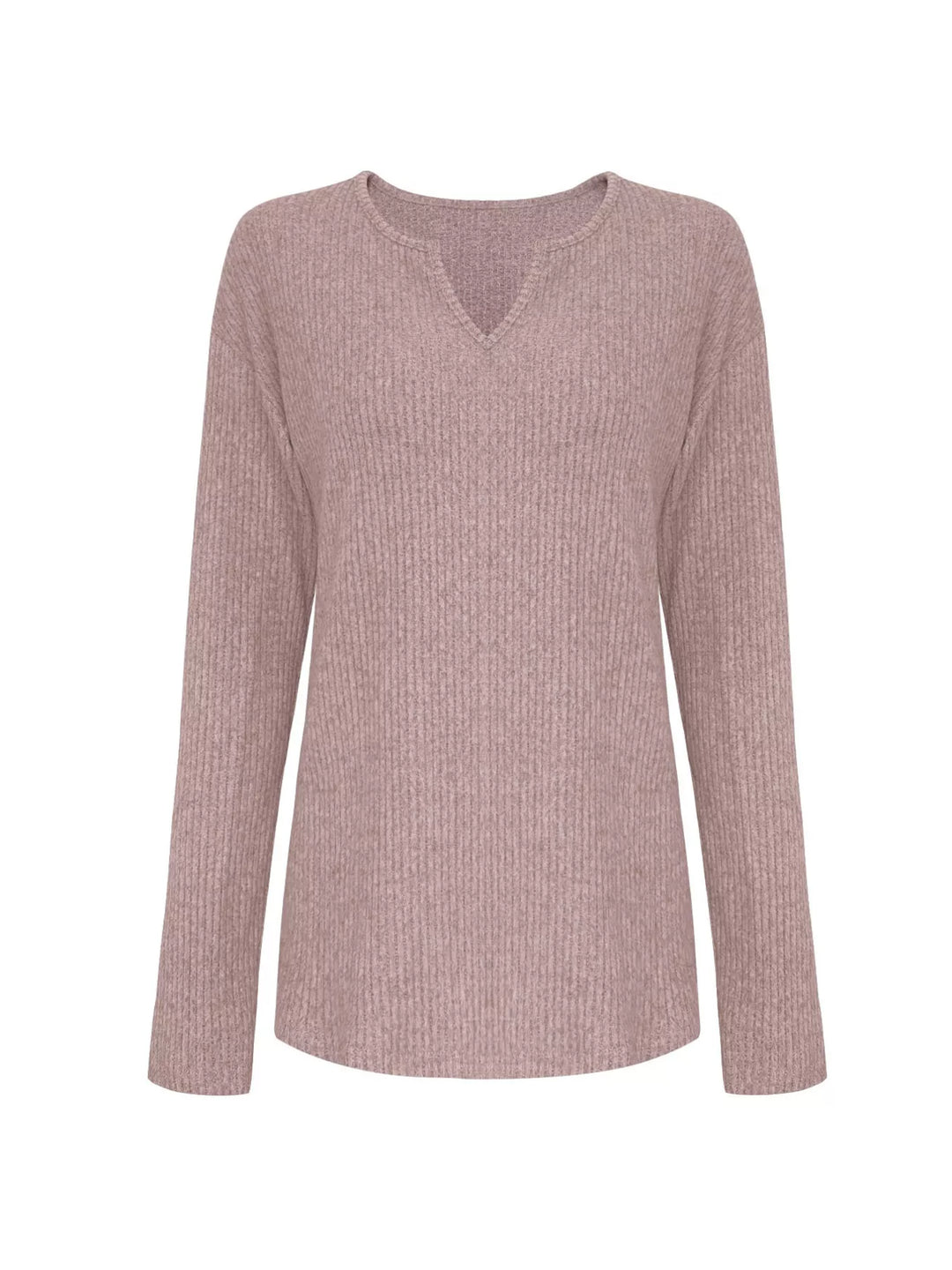 Ribbed Knit Long Sleeve Top and Pants Set