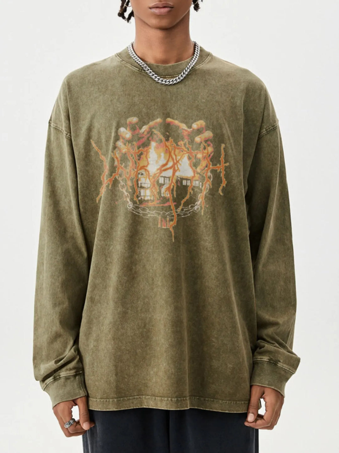 Men's Graphic Oversized Long Sleeve T-Shirt