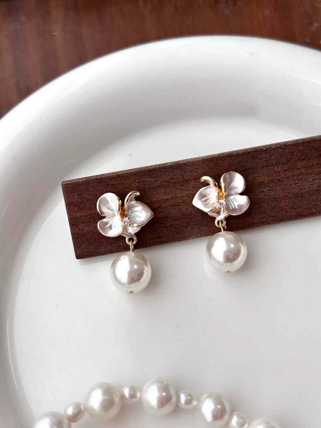 Floral Pearl Drop Earrings