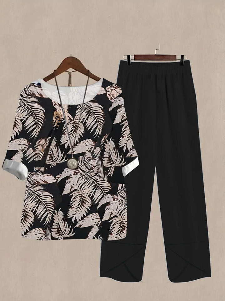 Printed Half Sleeve Top and Pants Set