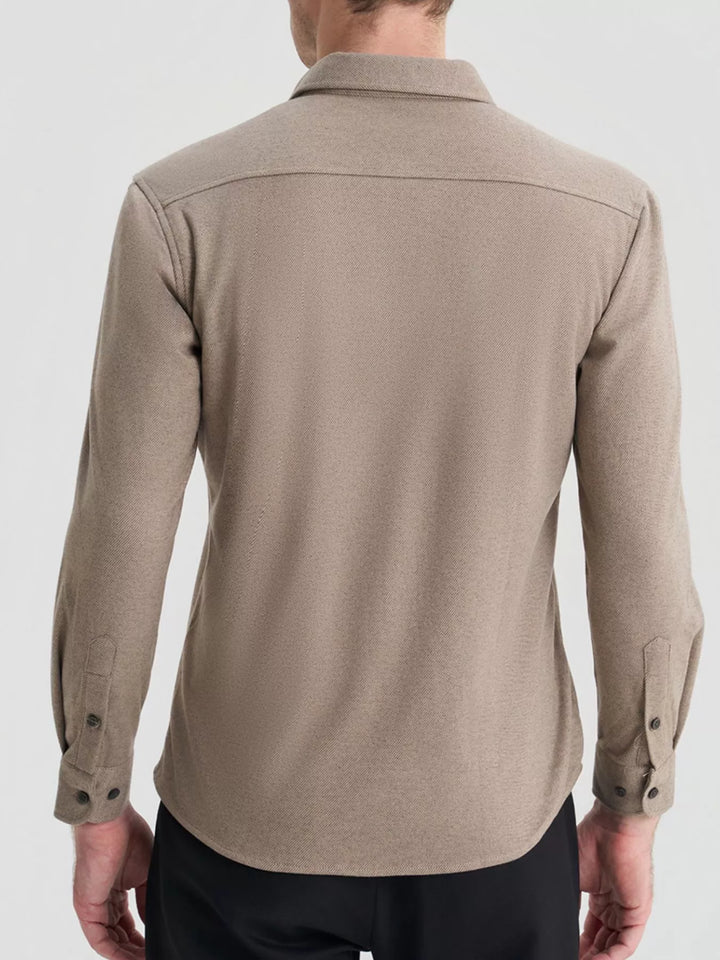 Men's Plus Size Casual Long Sleeve Button-Down Shirt