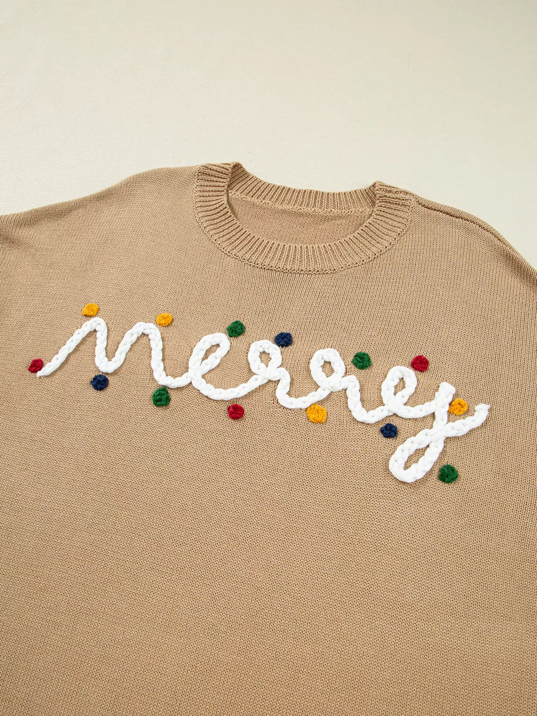 Merry Colorful Dot Detail Christmas Dolman Sweater