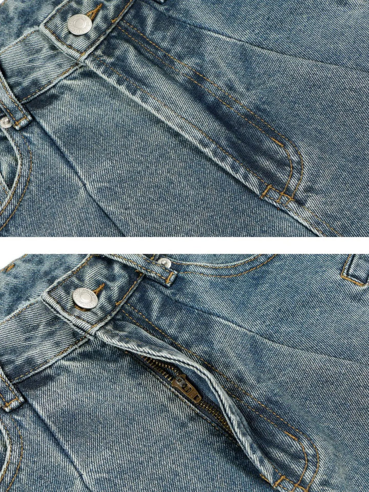 Men's Washed Wide Leg Jeans