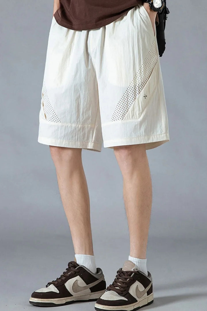 Men's Plus Size Mesh Panel Training Shorts with Drawstring Waist