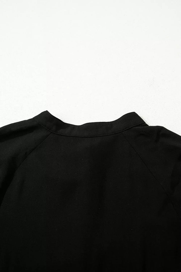 Hidden Buttons Short Sleeve Ruffle Tiered Long Flared Dress