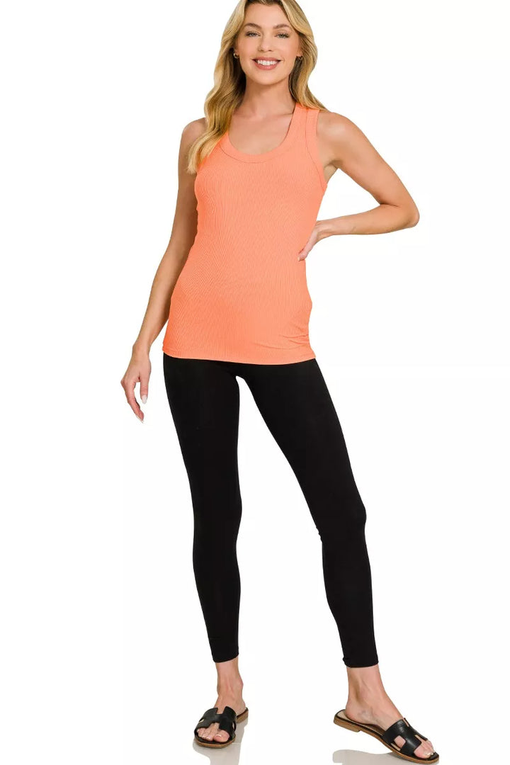 Zenana Ribbed Scoop Neck Tank Top
