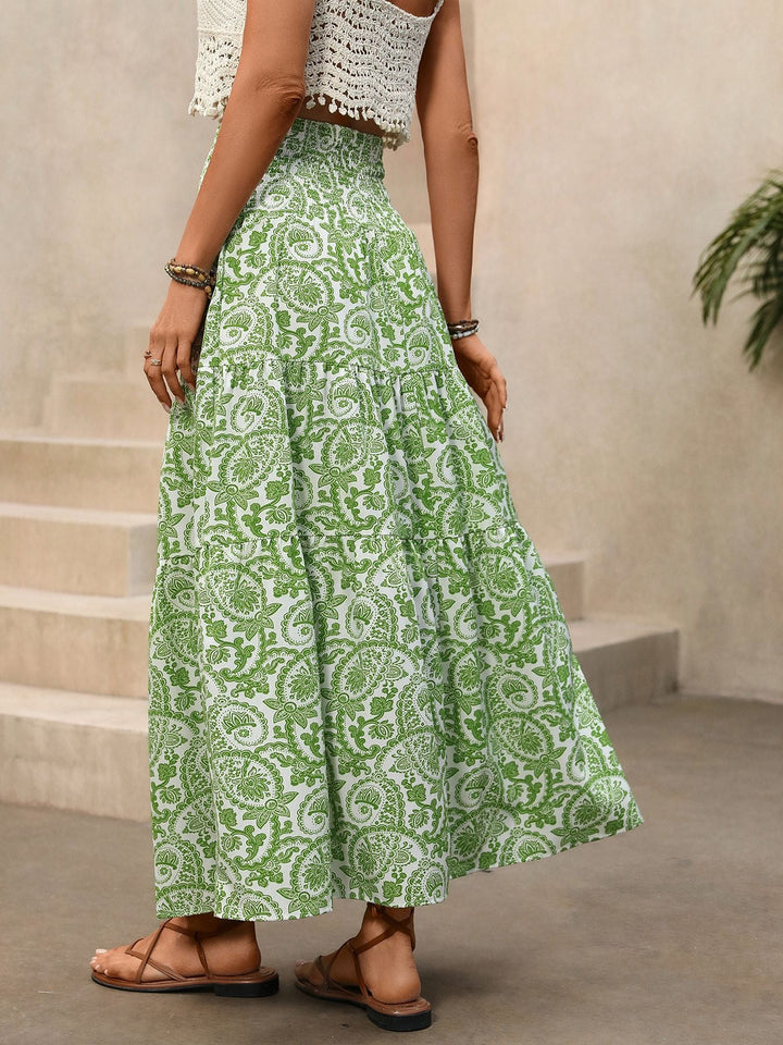 Smocked Printed Skirt