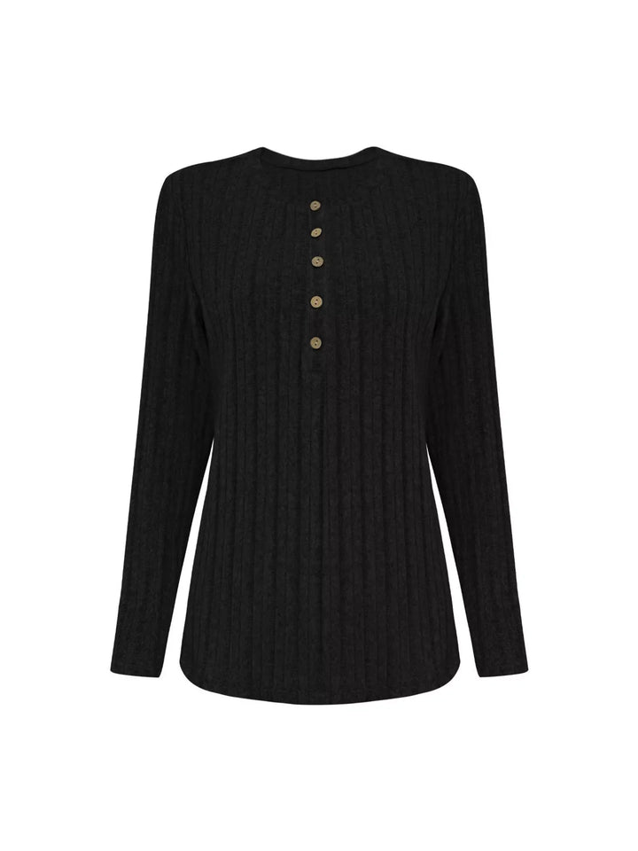 Plus Size Ribbed Knit Button-Front Top and Pants Set