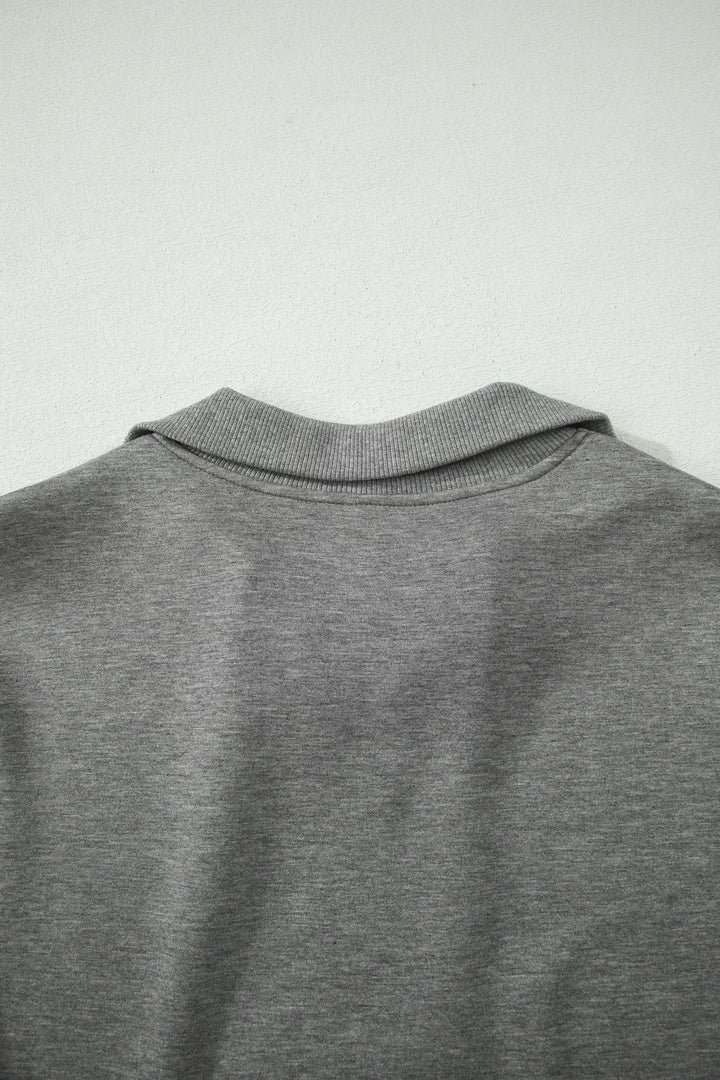 Gray Half Zip Polo Tee Casual Pant Set
