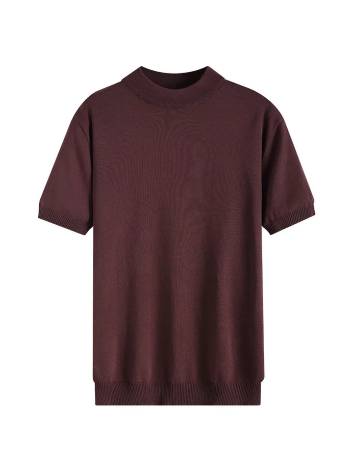 Men's Plus Size Mock Neck Knitted T-Shirt