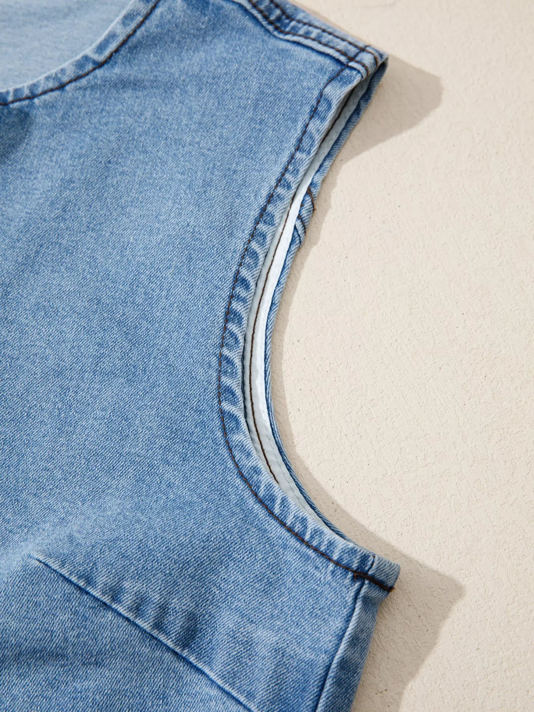 Buttoned Front Slit Denim Vest