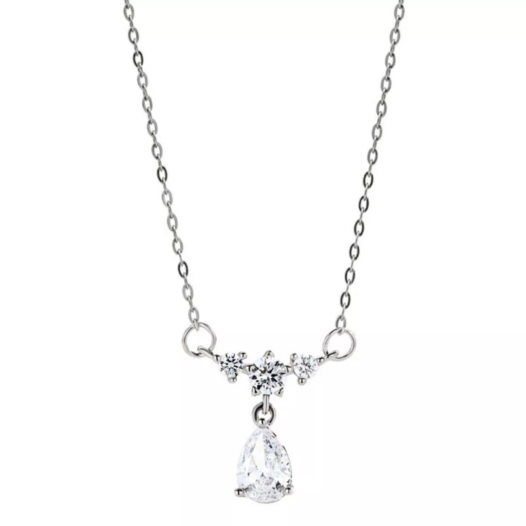 925 Sterling Silver Zircon Teardrop Necklace
