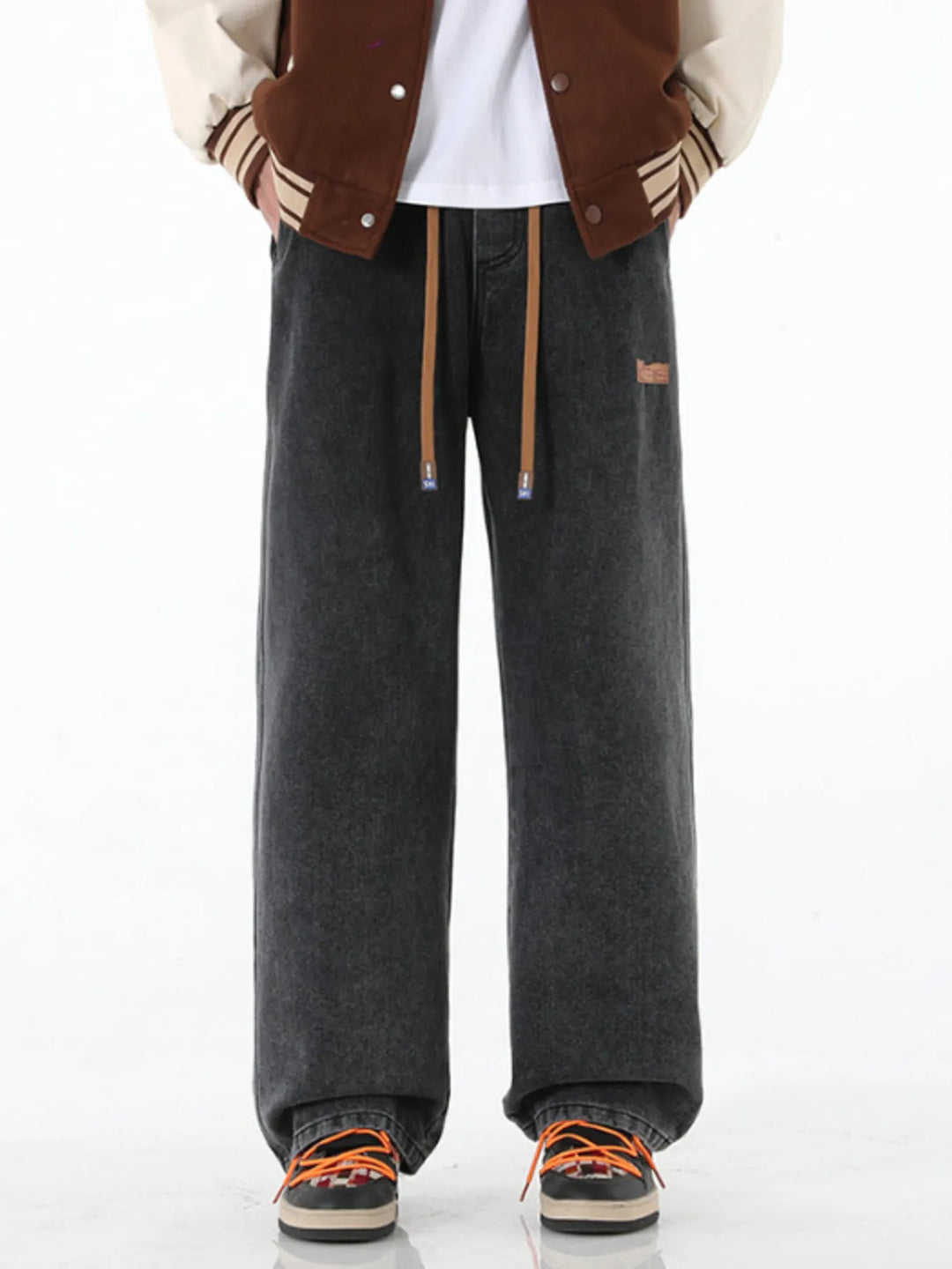 Men's Full Size Wide Leg Drawstring Jeans