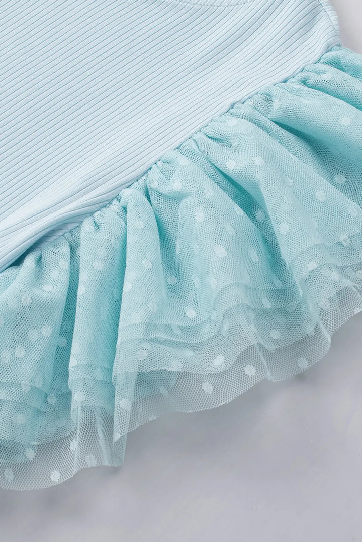 Ruffled Round Neck Cap Sleeve Top